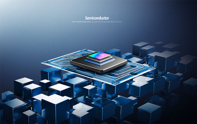 创意IT未来科技智能5G通讯集成芯片研发电子CPU海报设计素材K174